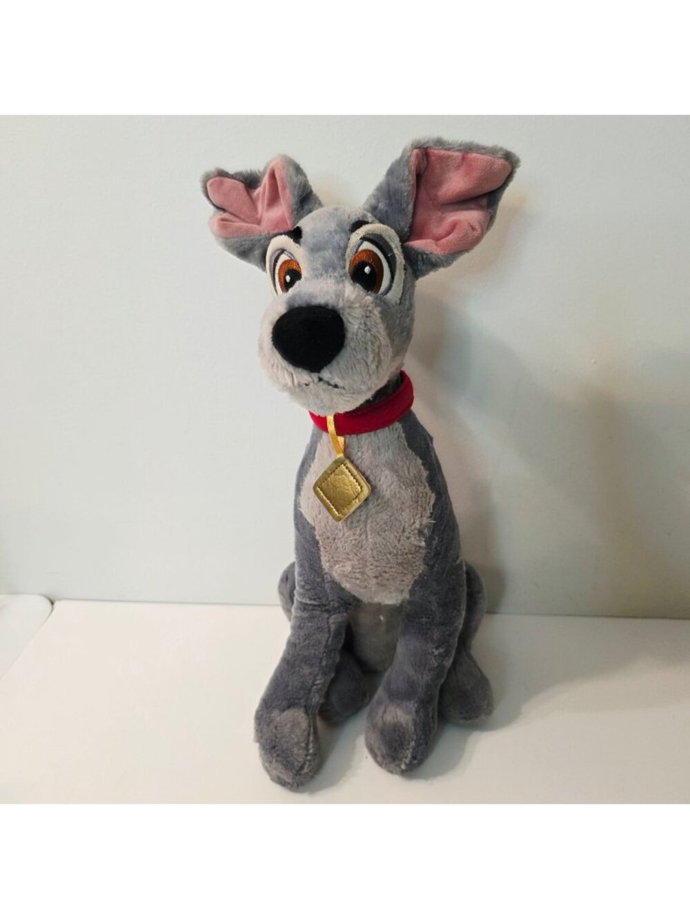 Tramp Gray Puppy Dog Stuffed Plush From Disney Store Lady and the Tramp